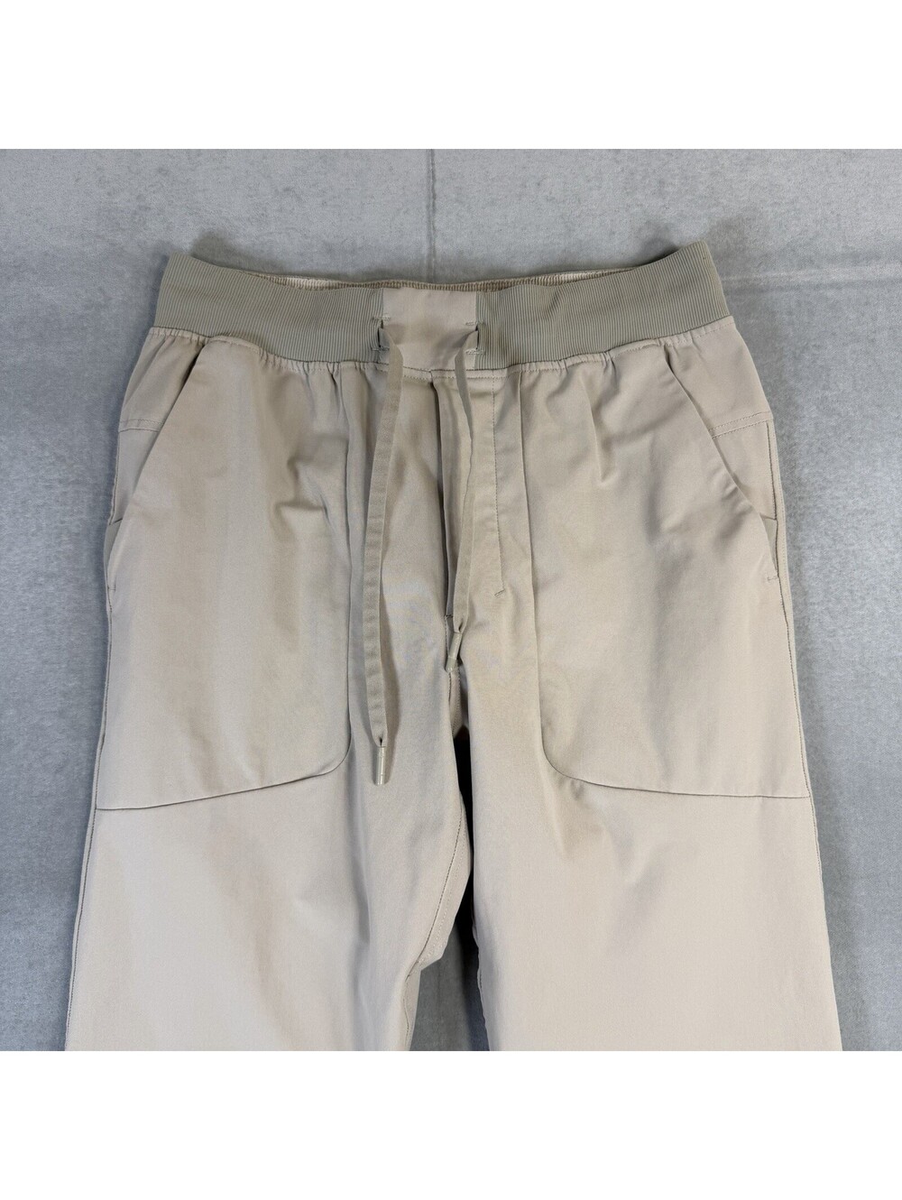 Lululemon ABC Jogger Pants Mens Medium Short Beige Raw Linen Warpstreme LM5AJMS - Picture 2 of 8